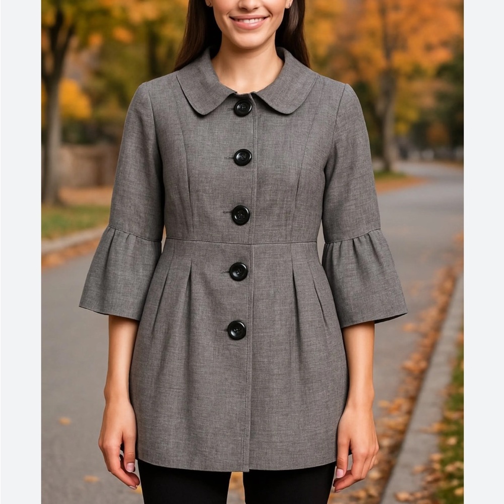 AGB Gray Lightweight Tweed Long Line Jacket